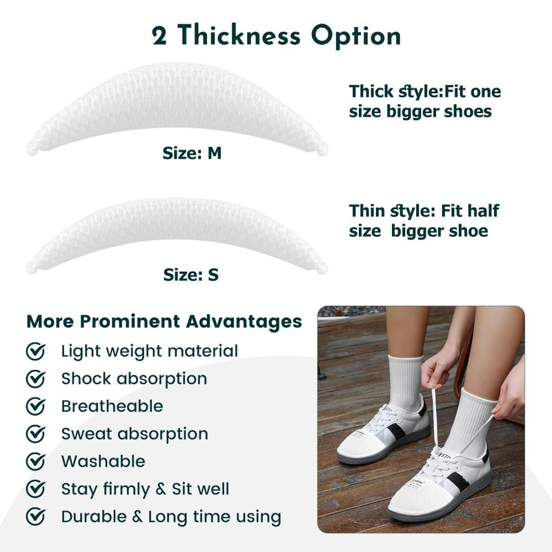 Riootlnm Comfort Fillers for Shoe Too Big  Spacers Cushions Pads for Loose Shoes  Size Reducer Made Shoe Fit Smaller  Prevent Slip Toe Inserts for Pain Relief (White  1Pair(Half Size Bigger)) - Image 3